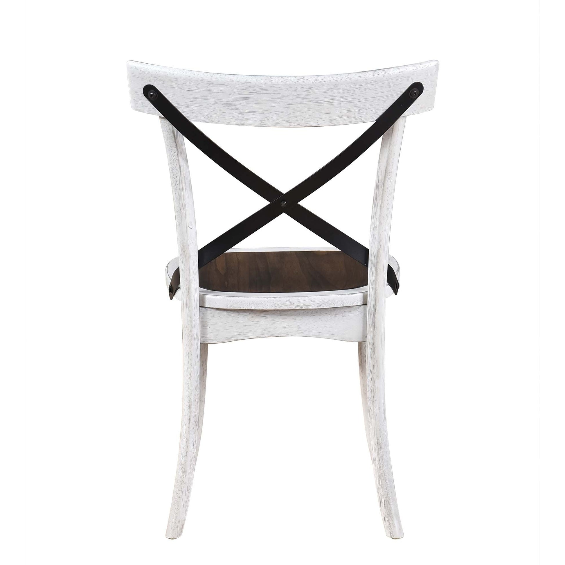 [Set of 2] Rustic Farmhouse Dining Chairs with Metal X - Back, Solid Wood Frame, Vintage Kitchen Side Chairs - 1st Choice Furniture Direct