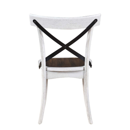 [Set of 2] Rustic Farmhouse Dining Chairs with Metal X - Back, Solid Wood Frame, Vintage Kitchen Side Chairs - 1st Choice Furniture Direct