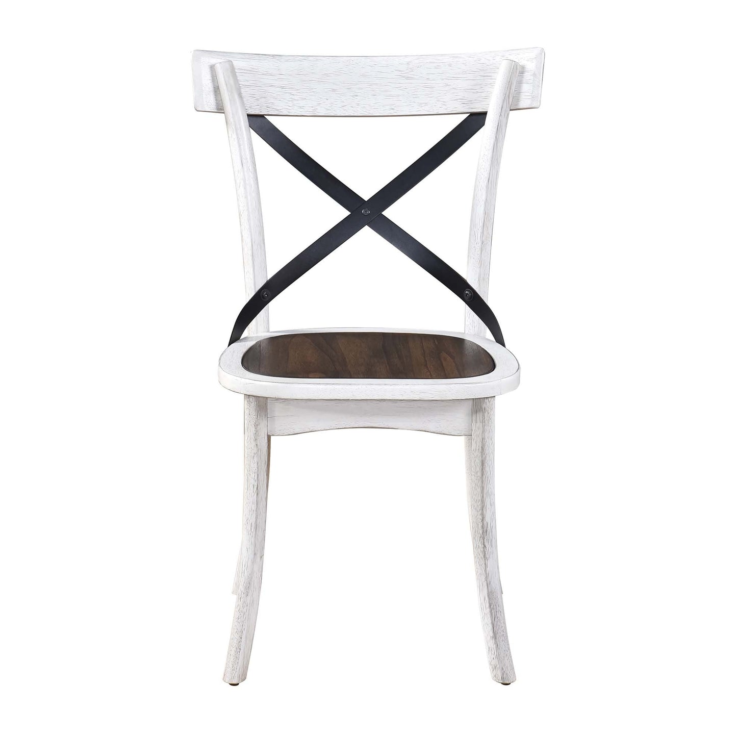 [Set of 2] Rustic Farmhouse Dining Chairs with Metal X - Back, Solid Wood Frame, Vintage Kitchen Side Chairs - 1st Choice Furniture Direct