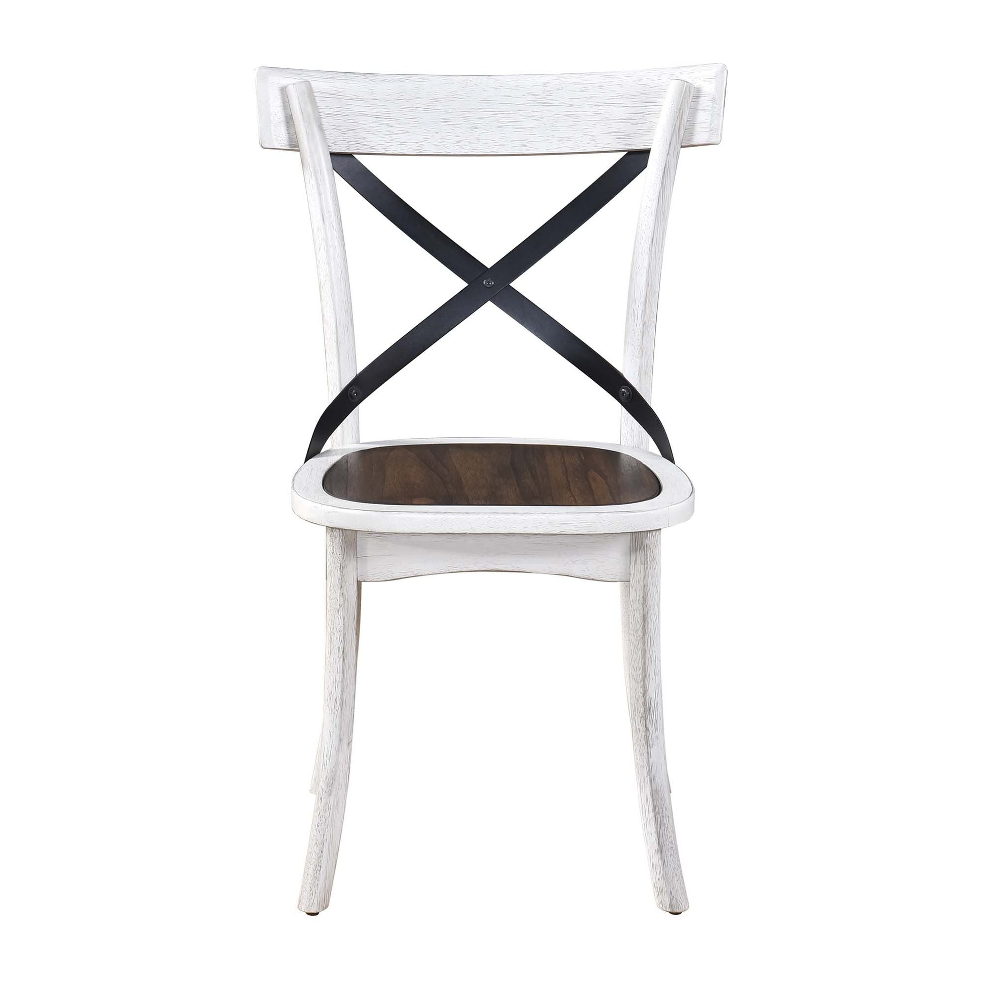 [Set of 2] Rustic Farmhouse Dining Chairs with Metal X - Back, Solid Wood Frame, Vintage Kitchen Side Chairs - 1st Choice Furniture Direct