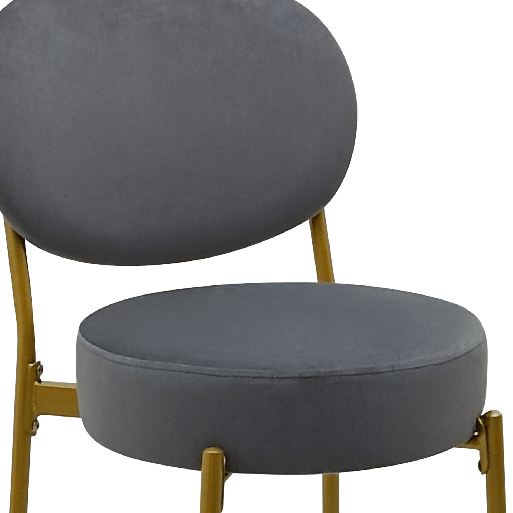 Set of 2 Velvet Upholstered Bar Stools Round Counter Stool with Backrest & Footrest Dining Chairs for Kitchen Island (Gray) - 1st Choice Furniture Direct