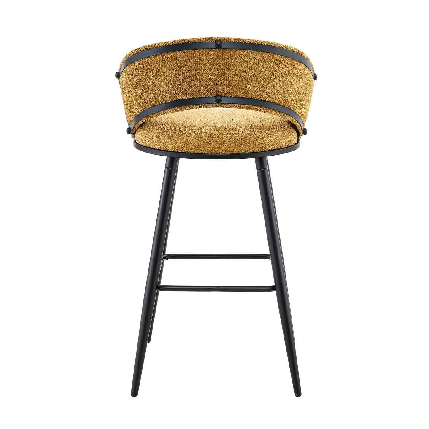 Set of 2 Yellow Velvet Bar Stools with Black Iron Legs, Modern Counter Height Stools for Home Bar - 1st Choice Furniture Direct