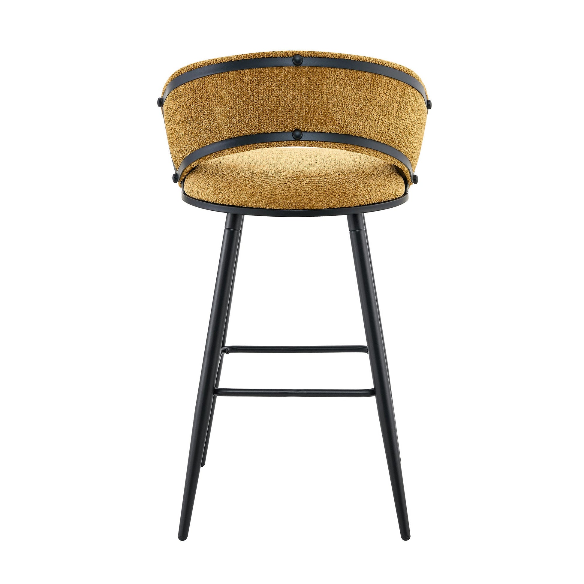 Set of 2 Yellow Velvet Bar Stools with Black Iron Legs, Modern Counter Height Stools for Home Bar - 1st Choice Furniture Direct
