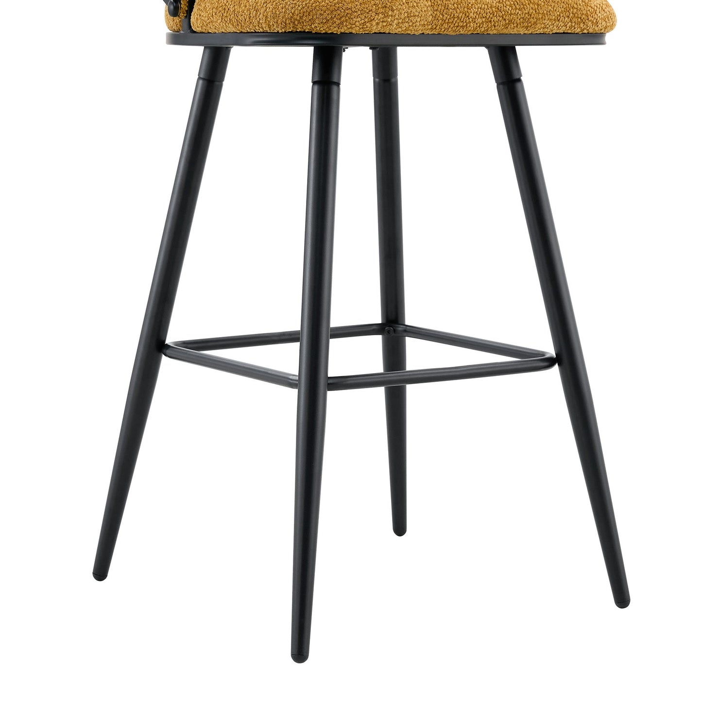 Set of 2 Yellow Velvet Bar Stools with Black Iron Legs, Modern Counter Height Stools for Home Bar - 1st Choice Furniture Direct