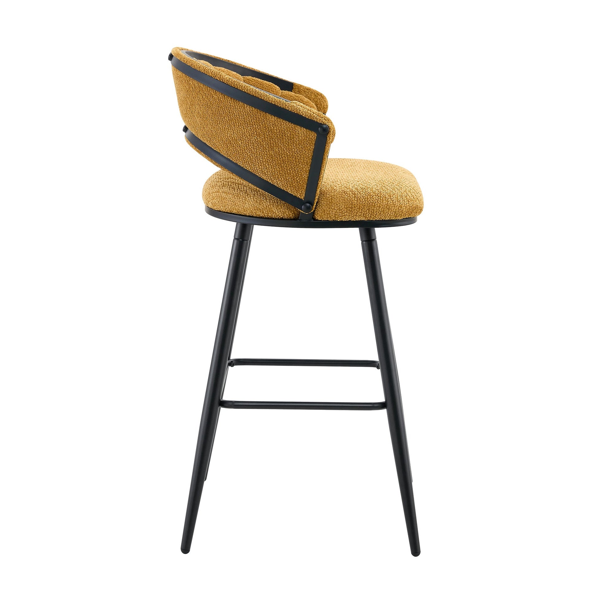 Set of 2 Yellow Velvet Bar Stools with Black Iron Legs, Modern Counter Height Stools for Home Bar - 1st Choice Furniture Direct