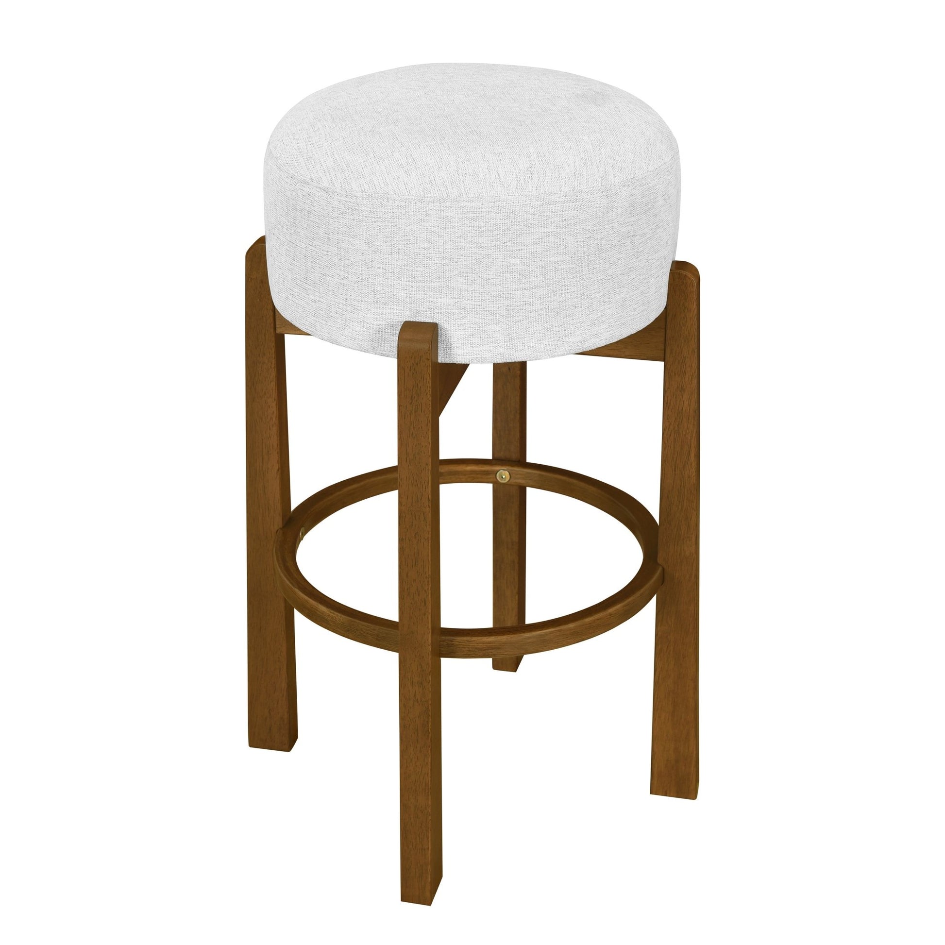 Set of 4 Wooden Bar Stools | Dark Walnut & Ivory Upholstered Counter Chairs - 1st Choice Furniture Direct