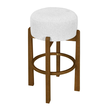 Set of 4 Wooden Bar Stools | Dark Walnut & Ivory Upholstered Counter Chairs - 1st Choice Furniture Direct