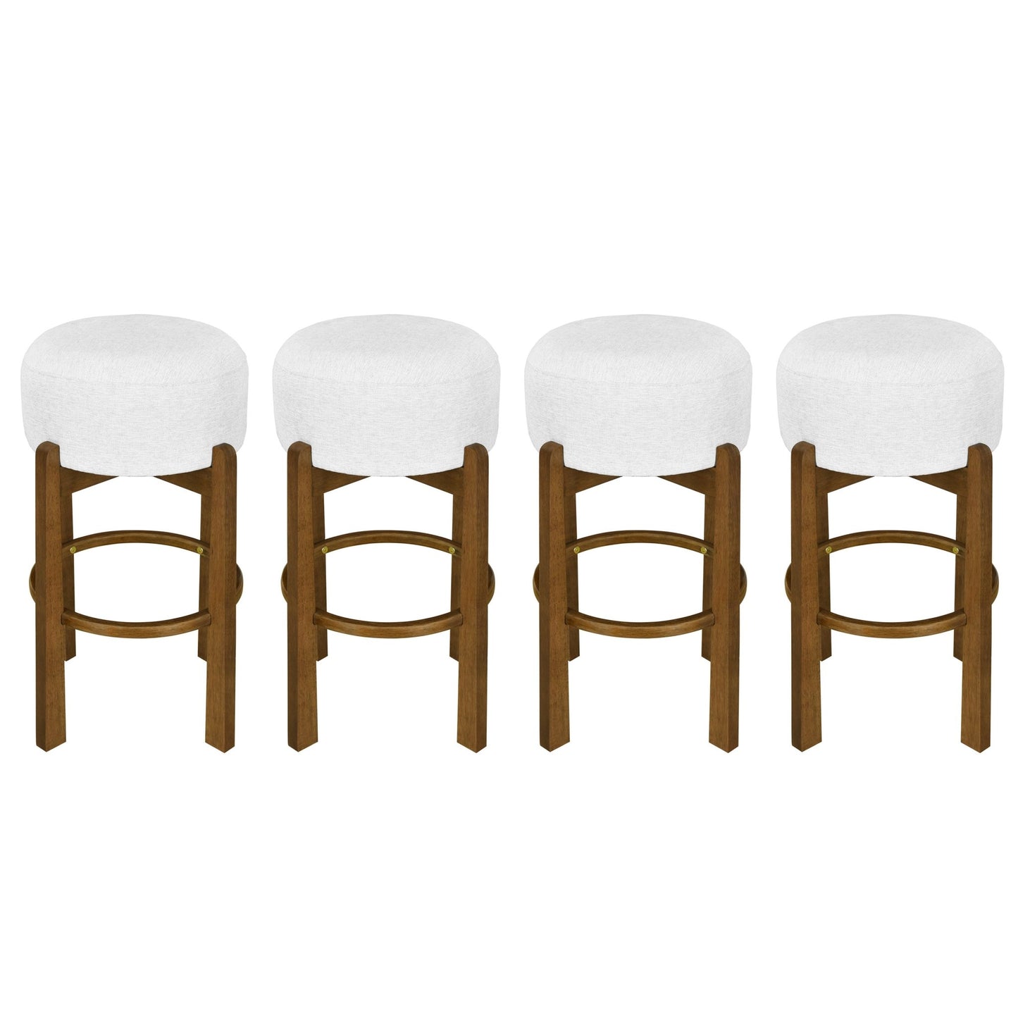Set of 4 Wooden Bar Stools | Dark Walnut & Ivory Upholstered Counter Chairs - 1st Choice Furniture Direct