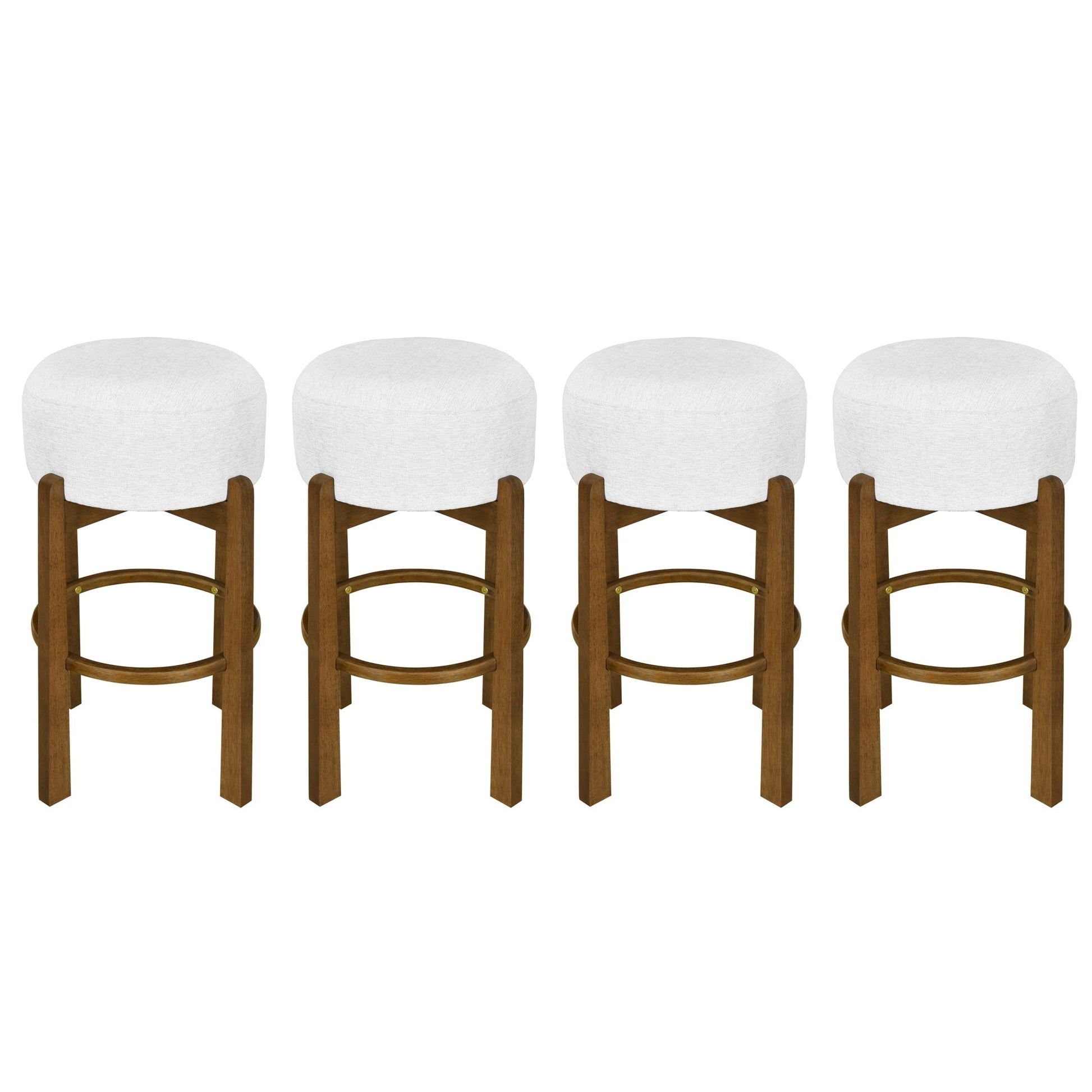 Set of 4 Wooden Bar Stools | Dark Walnut & Ivory Upholstered Counter Chairs - 1st Choice Furniture Direct