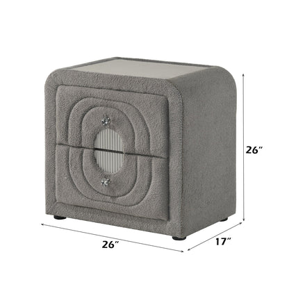 Shelyn Gray Teddy Sherpa & Chrome Nightstand - 1st Choice Furniture Direct