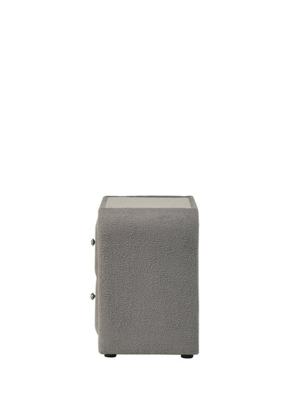 Shelyn Gray Teddy Sherpa & Chrome Nightstand - 1st Choice Furniture Direct