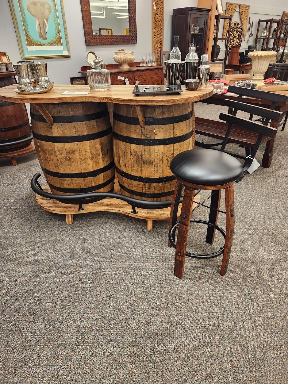 Shooter's Split Whiskey Barrel Bar in Burnt Hickory - SHO180H - 1st Choice Furniture Direct