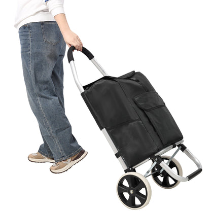 Shopping Trolley with Wheels,Trolley Black Foldable Shopping Cart,Removable Shopping Oxford Waterproof Bag,Black - 1st Choice Furniture Direct