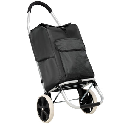 Shopping Trolley with Wheels,Trolley Black Foldable Shopping Cart,Removable Shopping Oxford Waterproof Bag,Black - 1st Choice Furniture Direct