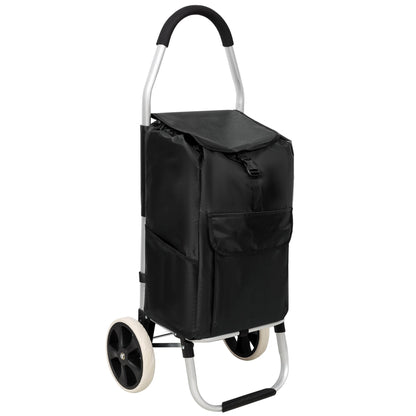 Shopping Trolley with Wheels,Trolley Black Foldable Shopping Cart,Removable Shopping Oxford Waterproof Bag,Black - 1st Choice Furniture Direct