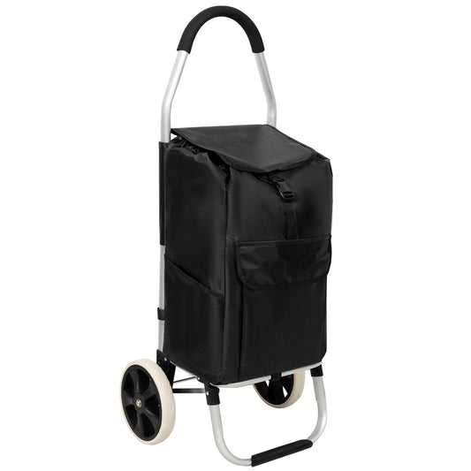 Shopping Trolley with Wheels,Trolley Black Foldable Shopping Cart,Removable Shopping Oxford Waterproof Bag,Black - 1st Choice Furniture Direct