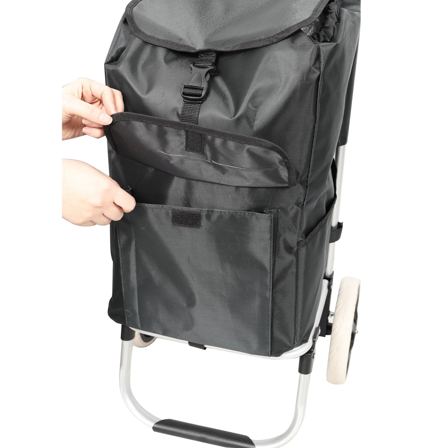 Shopping Trolley with Wheels,Trolley Black Foldable Shopping Cart,Removable Shopping Oxford Waterproof Bag,Black - 1st Choice Furniture Direct