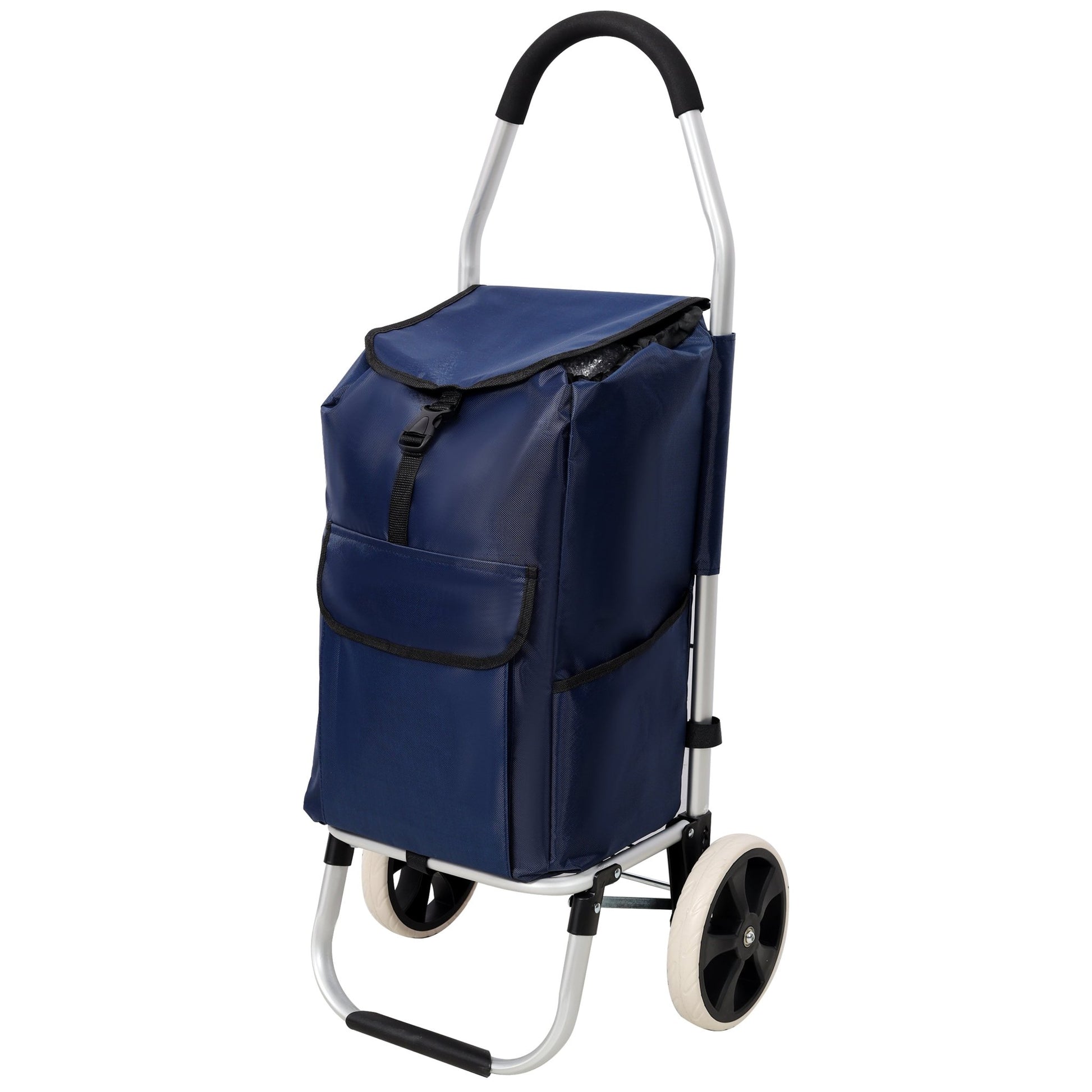 Shopping Trolley with Wheels,Trolley Black Foldable Shopping Cart,Removable Shopping Oxford Waterproof Bag,Blue - 1st Choice Furniture Direct