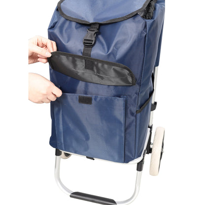 Shopping Trolley with Wheels,Trolley Black Foldable Shopping Cart,Removable Shopping Oxford Waterproof Bag,Blue - 1st Choice Furniture Direct
