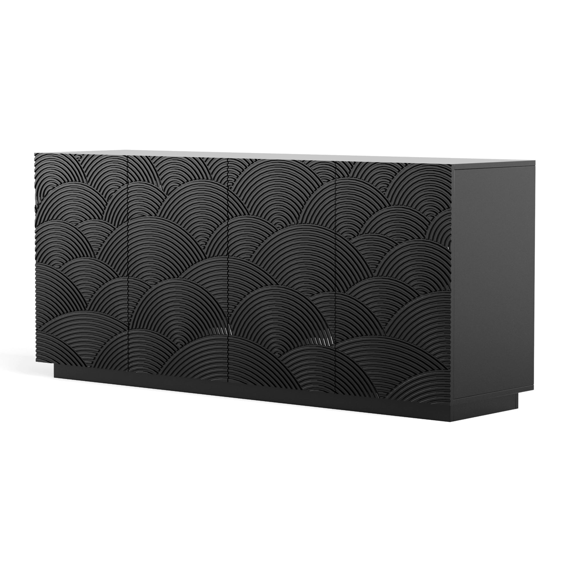 Sideboard Buffet Cabinet, 4 Doors Modern Accent Storage Sideboard, Luxurious Floor Cabinet Buffet with Freestanding Anti Dumping for Kitchen, Living Room, 59' Wide Rectangular Buffet Table(Black) - 1st Choice Furniture Direct
