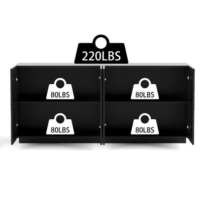 Sideboard Buffet Cabinet, 4 Doors Modern Accent Storage Sideboard, Luxurious Floor Cabinet Buffet with Freestanding Anti Dumping for Kitchen, Living Room, 59' Wide Rectangular Buffet Table(Black) - 1st Choice Furniture Direct