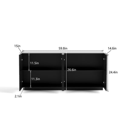 Sideboard Buffet Cabinet, 4 Doors Modern Accent Storage Sideboard, Luxurious Floor Cabinet Buffet with Freestanding Anti Dumping for Kitchen, Living Room, 59' Wide Rectangular Buffet Table(Black) - 1st Choice Furniture Direct