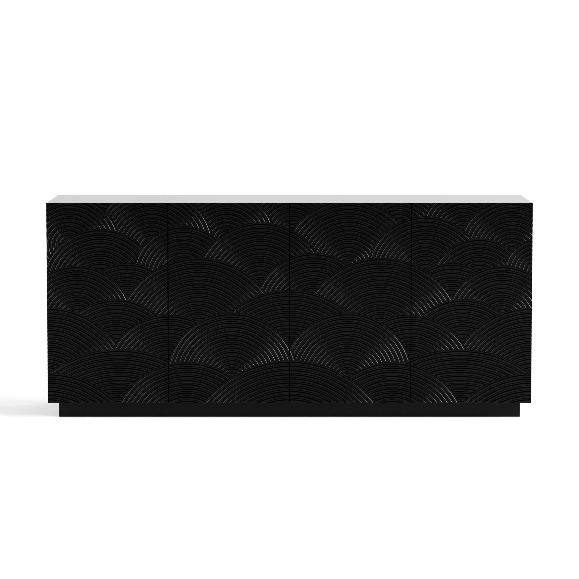 Sideboard Buffet Cabinet, 4 Doors Modern Accent Storage Sideboard, Luxurious Floor Cabinet Buffet with Freestanding Anti Dumping for Kitchen, Living Room, 59' Wide Rectangular Buffet Table(Black) - 1st Choice Furniture Direct