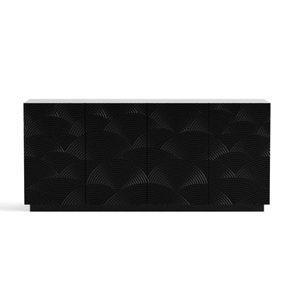 Sideboard Buffet Cabinet, 4 Doors Modern Accent Storage Sideboard, Luxurious Floor Cabinet Buffet with Freestanding Anti Dumping for Kitchen, Living Room, 59' Wide Rectangular Buffet Table(Black) - 1st Choice Furniture Direct