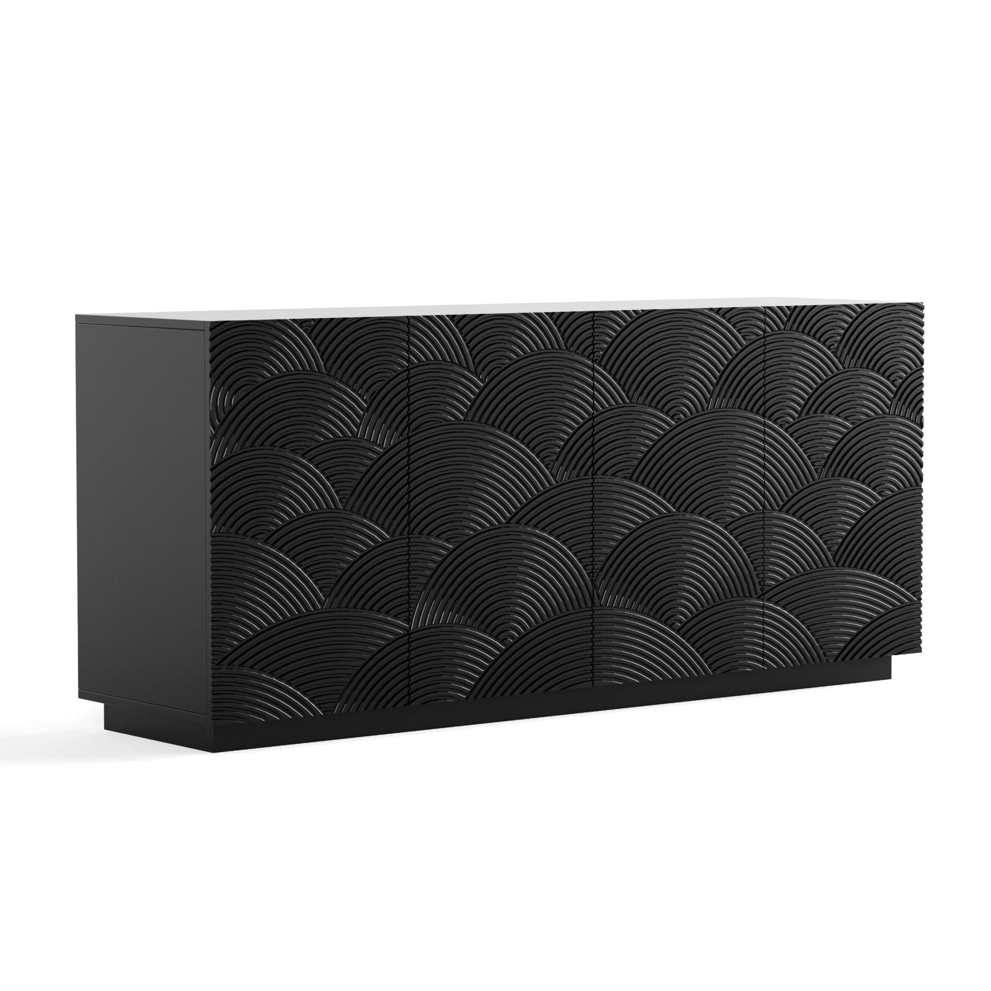 Sideboard Buffet Cabinet, 4 Doors Modern Accent Storage Sideboard, Luxurious Floor Cabinet Buffet with Freestanding Anti Dumping for Kitchen, Living Room, 59' Wide Rectangular Buffet Table(Black) - 1st Choice Furniture Direct