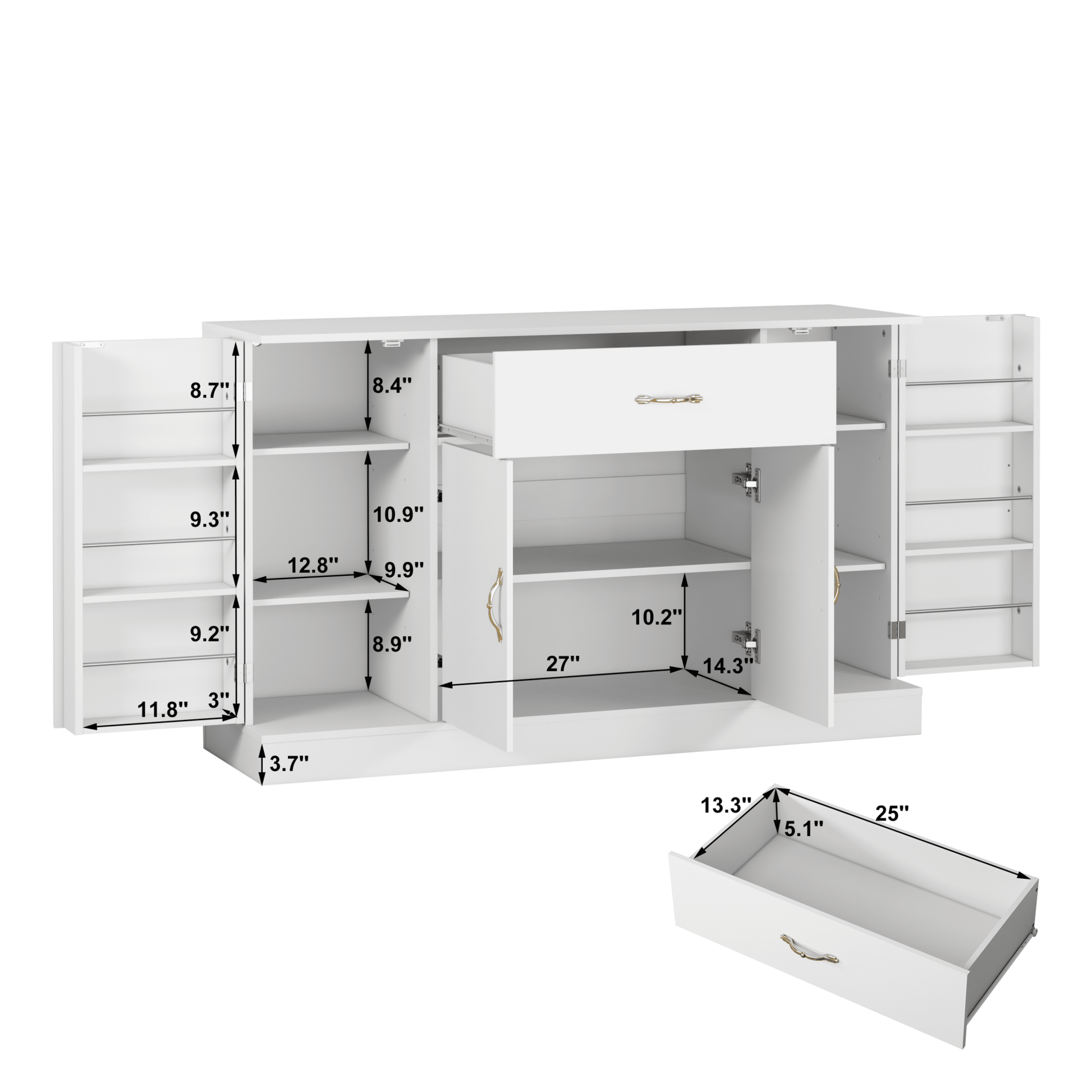 Sideboard Buffet Cabinet with Storage, Large Kitchen Storage Cabinet with 1 Drawer and 4 Doors, Modern Coffee Bar for Kitchen Dining Room, White - 1st Choice Furniture Direct