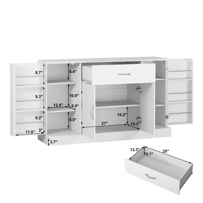 Sideboard Buffet Cabinet with Storage, Large Kitchen Storage Cabinet with 1 Drawer and 4 Doors, Modern Coffee Bar for Kitchen Dining Room, White - 1st Choice Furniture Direct