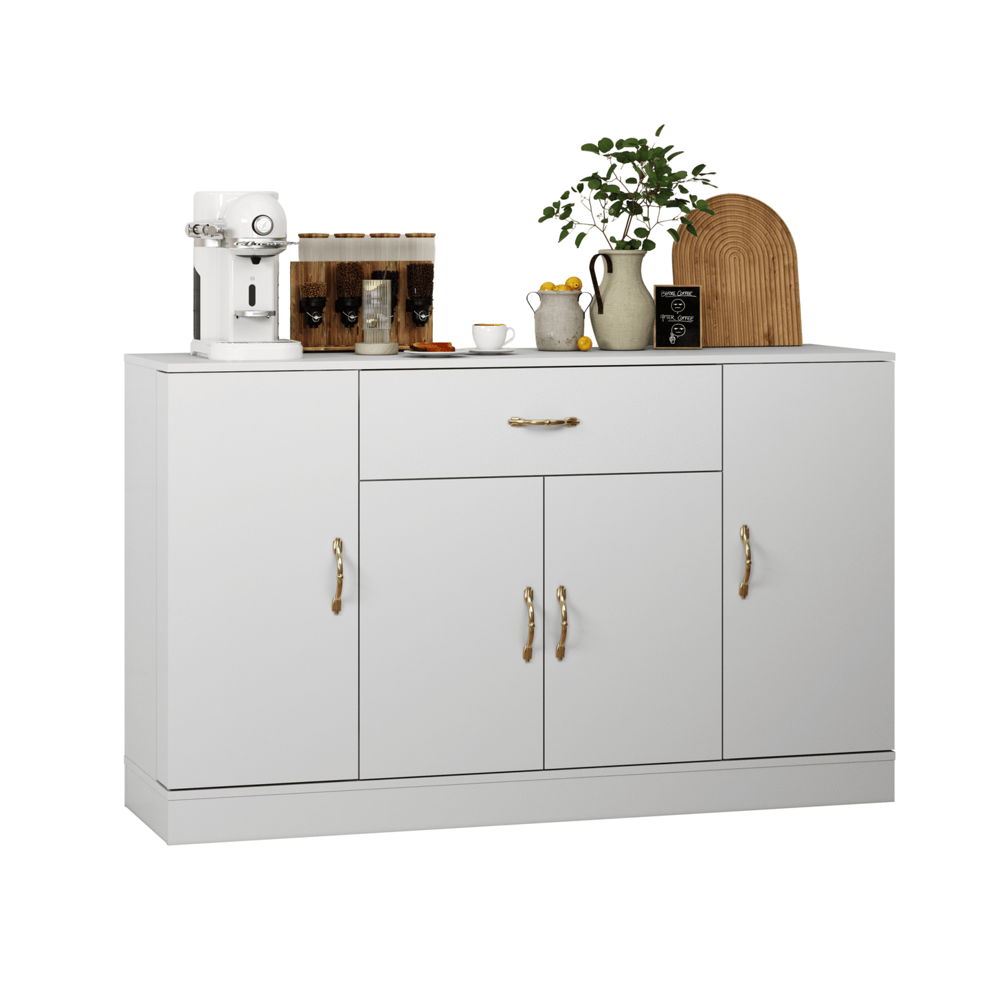 Sideboard Buffet Cabinet with Storage, Large Kitchen Storage Cabinet with 1 Drawer and 4 Doors, Modern Coffee Bar for Kitchen Dining Room, White - 1st Choice Furniture Direct