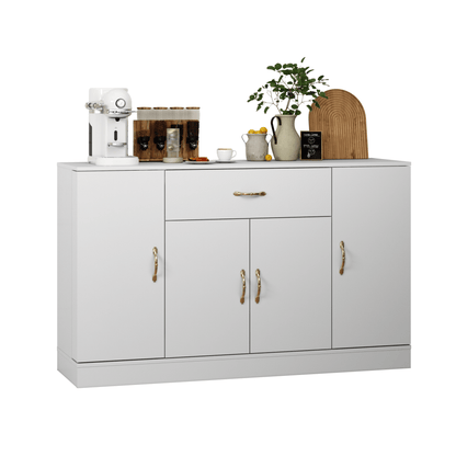 Sideboard Buffet Cabinet with Storage, Large Kitchen Storage Cabinet with 1 Drawer and 4 Doors, Modern Coffee Bar for Kitchen Dining Room, White - 1st Choice Furniture Direct
