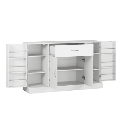 Sideboard Buffet Cabinet with Storage, Large Kitchen Storage Cabinet with 1 Drawer and 4 Doors, Modern Coffee Bar for Kitchen Dining Room, White - 1st Choice Furniture Direct
