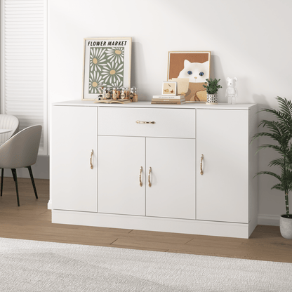 Sideboard Buffet Cabinet with Storage, Large Kitchen Storage Cabinet with 1 Drawer and 4 Doors, Modern Coffee Bar for Kitchen Dining Room, White - 1st Choice Furniture Direct