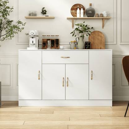 Sideboard Buffet Cabinet with Storage, Large Kitchen Storage Cabinet with 1 Drawer and 4 Doors, Modern Coffee Bar for Kitchen Dining Room, White - 1st Choice Furniture Direct