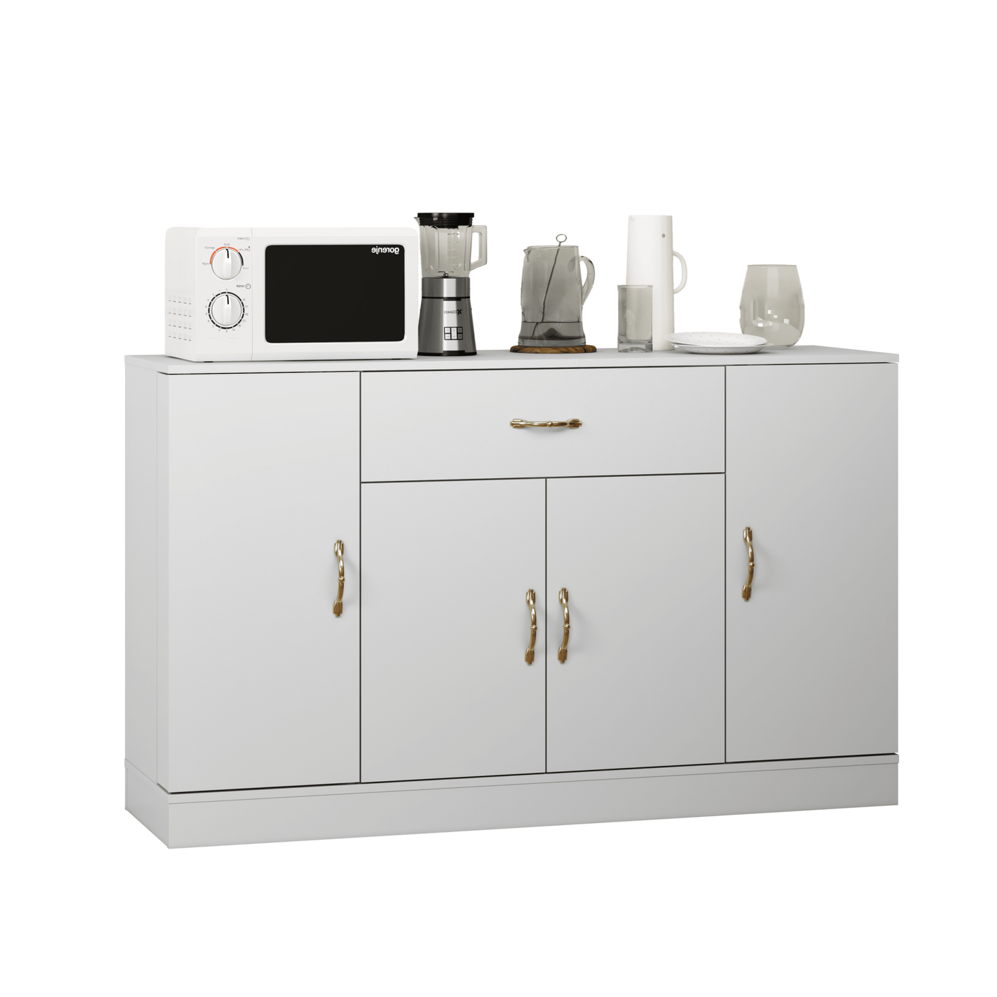 Sideboard Buffet Cabinet with Storage, Large Kitchen Storage Cabinet with 1 Drawer and 4 Doors, Modern Coffee Bar for Kitchen Dining Room, White - 1st Choice Furniture Direct
