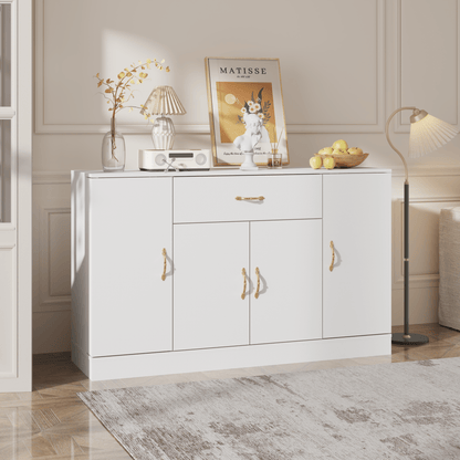Sideboard Buffet Cabinet with Storage, Large Kitchen Storage Cabinet with 1 Drawer and 4 Doors, Modern Coffee Bar for Kitchen Dining Room, White - 1st Choice Furniture Direct