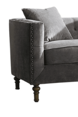 Sidonia Gray Velvet Loveseat W/2 Pillows - 1st Choice Furniture Direct