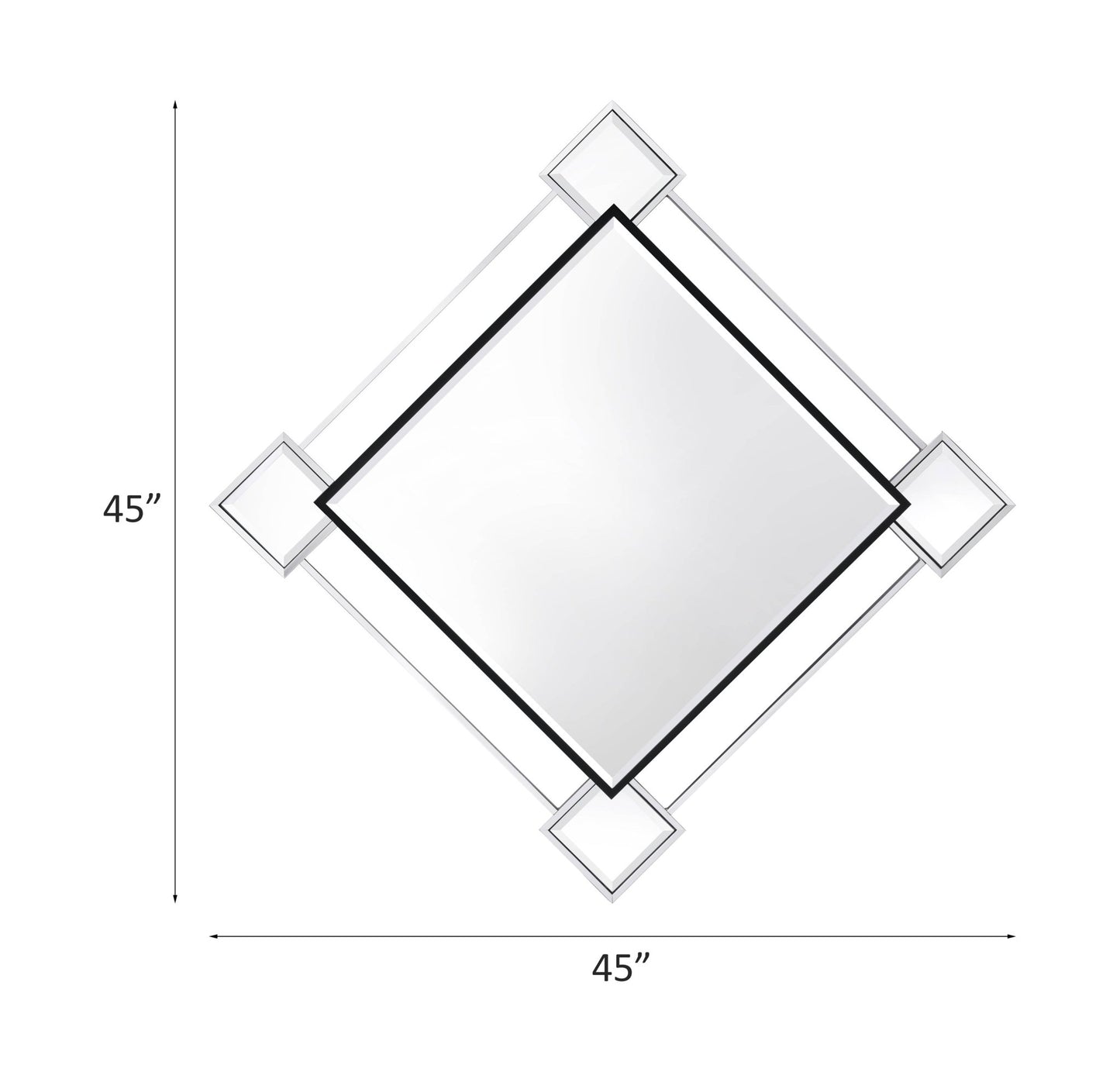 Silver Geometric Diamond Wall Mirror with Chrome Frame - 1st Choice Furniture Direct