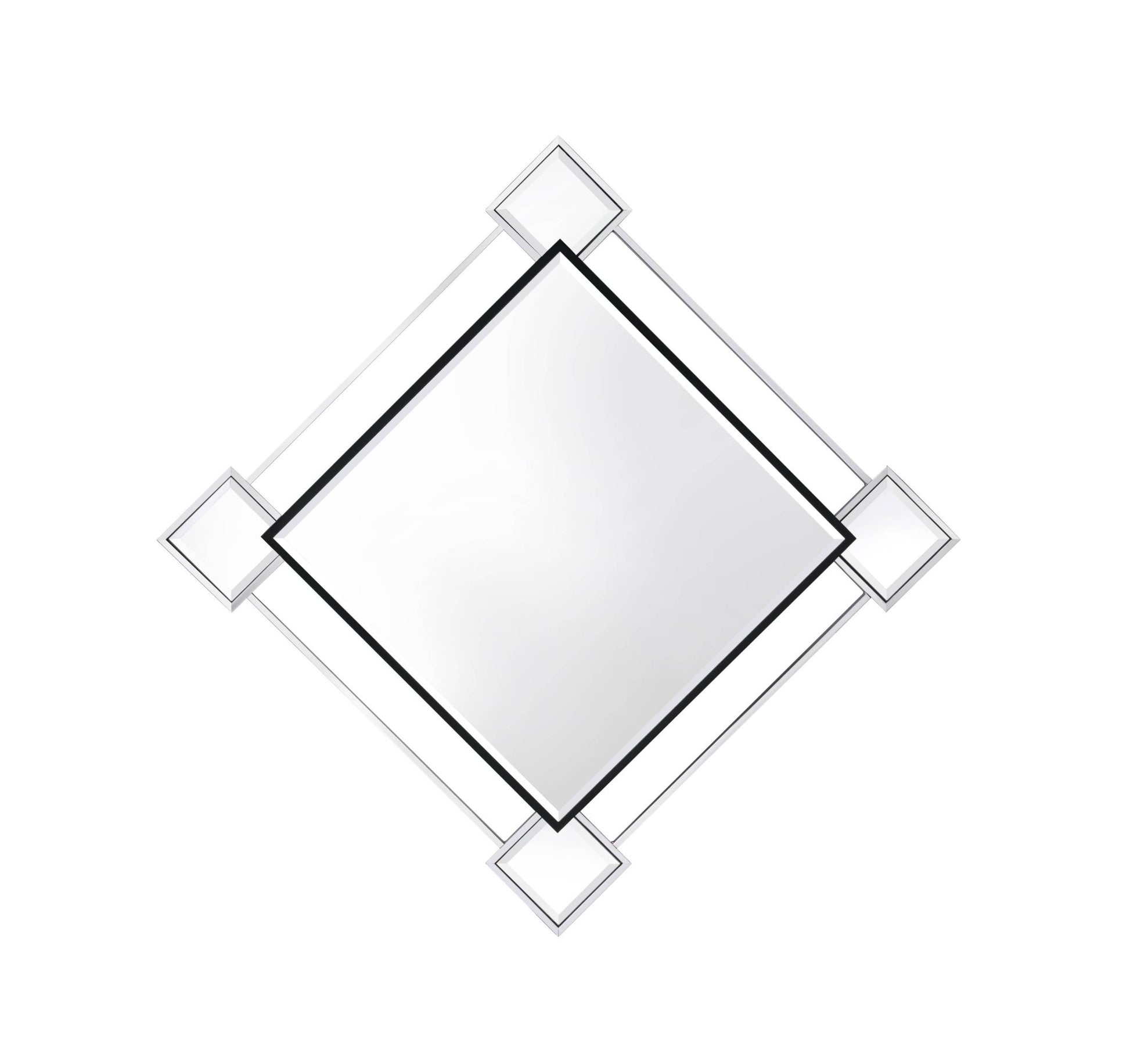 Silver Geometric Diamond Wall Mirror with Chrome Frame - 1st Choice Furniture Direct