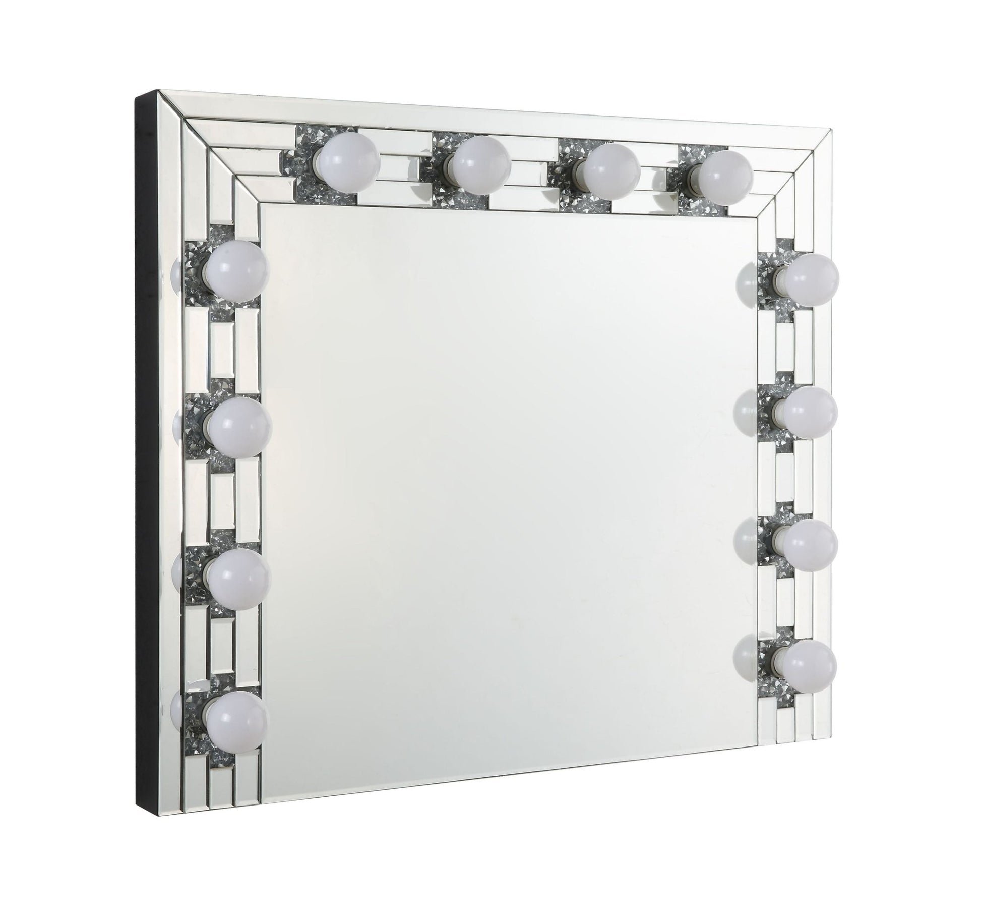Silver Hollywood Vanity Mirror with Faux Diamond Inlay - 1st Choice Furniture Direct