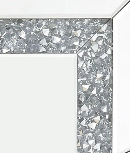 Silver Hollywood Vanity Mirror with Faux Diamond Inlay - 1st Choice Furniture Direct