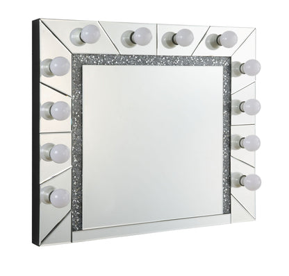 Silver Hollywood Vanity Mirror with Faux Diamond Inlay - 1st Choice Furniture Direct