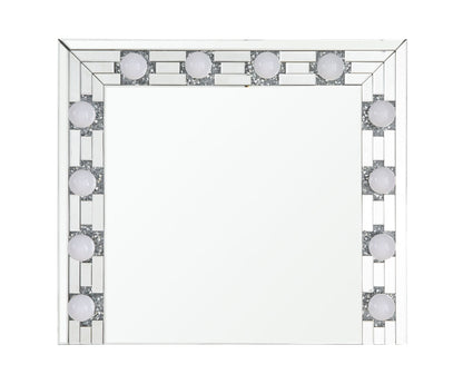 Silver Hollywood Vanity Mirror with Faux Diamond Inlay - 1st Choice Furniture Direct