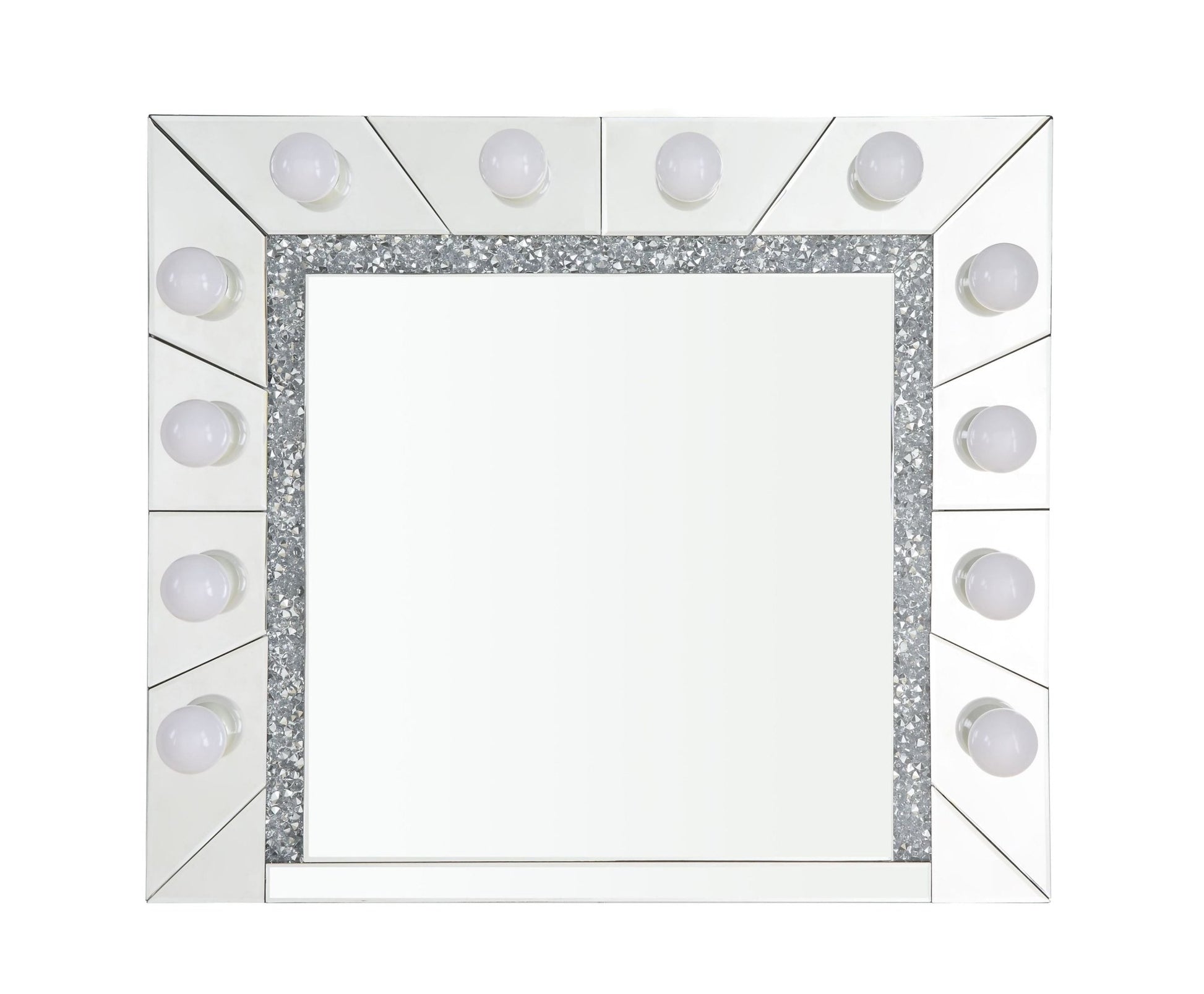 Silver Hollywood Vanity Mirror with Faux Diamond Inlay - 1st Choice Furniture Direct