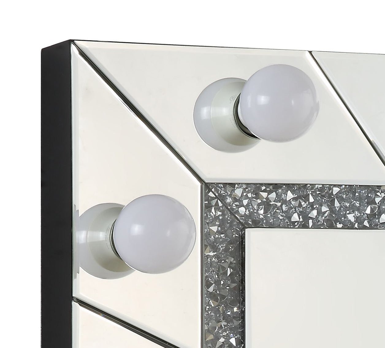 Silver Hollywood Vanity Mirror with Faux Diamond Inlay - 1st Choice Furniture Direct