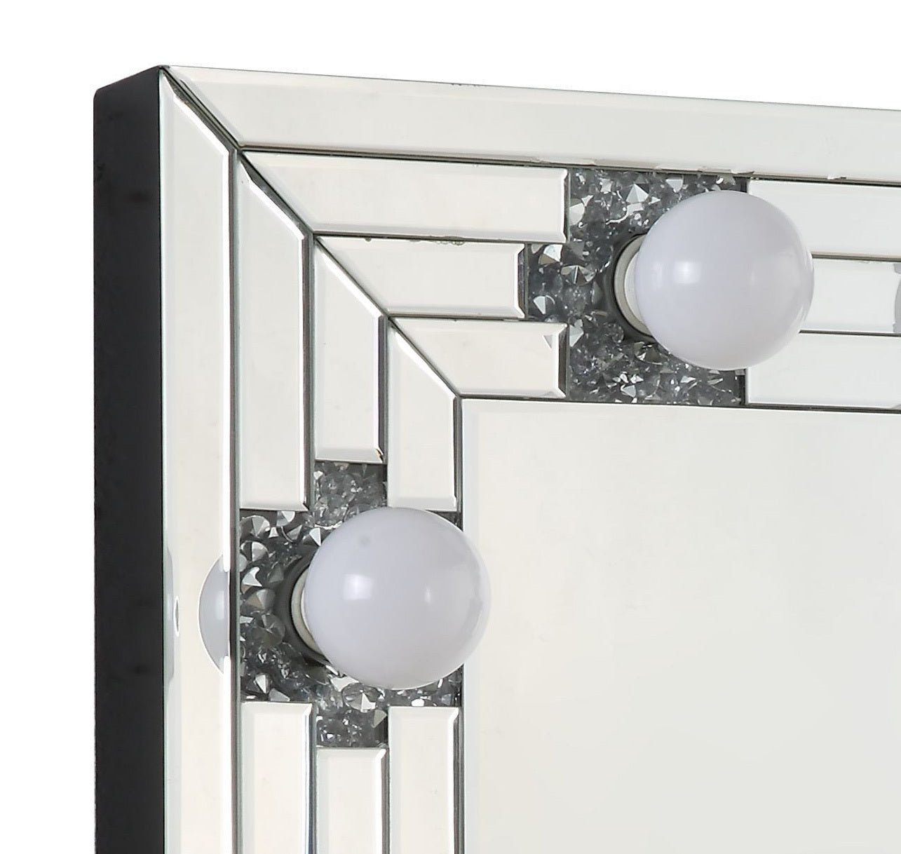 Silver Hollywood Vanity Mirror with Faux Diamond Inlay - 1st Choice Furniture Direct