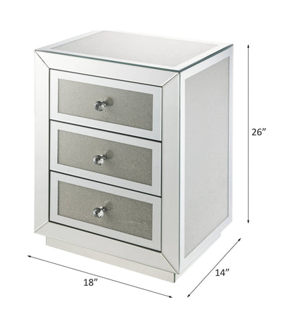 Silver Mirrored 3-Drawer Accent Table - 1st Choice Furniture Direct