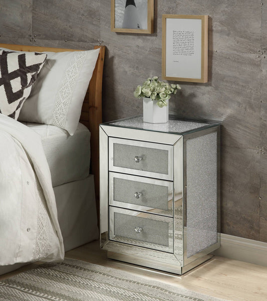 Silver Mirrored 3-Drawer Accent Table - 1st Choice Furniture Direct
